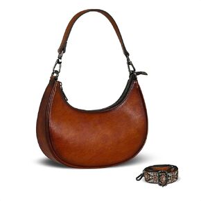 Heshe حقيقية من الجلد المحفظة Hobo الكتف حقائب اليد الهلال Crossbody للنساء 3 الأشرطة المحافظ الوظيفية