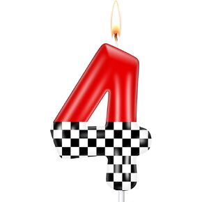 Mtlee Racing Car رقم عيد ميلاد شمعة سباق السيارة موضوع كعكة توببر سيارة ديكورات كعكة الشاحنة لوازم عيد ميلاد ديكور الأحمر الأسود أبيض شموع (رقم 1)
