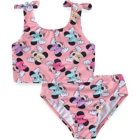 Disney Minnie Mouse Girls UPF 50+ Bathing Suit Tankini Top and Bikini Bottom Swimsuit Set for Toddler and Big Kids
