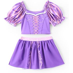 Disney Princess Girls Swimsuit Two-Piece Tankini Set Cute Bathing Suit for Beach, Pool, and Birthday Parties