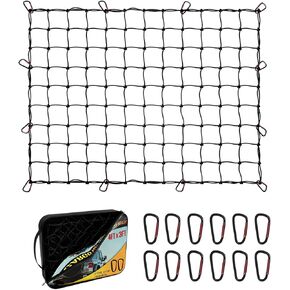DEEAGLE 4’ x4’ Bungee Cargo Net, Stretches to 8’ X 8’, Cargo Net for Pickup Truck Bed, Heavy Duty 4" X 4" Latex Bungee Net Mesh with 12 Metal Carabiners, Compatible with Dodge Ram, Ford, Toyota, Chevy in Kuwait