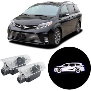 2 PCS LED Car Door Logo Lights Compatible for Sienna 2021-present Courtesy Projector Laser Welcome Light Puddle Lamp Easy Installation Car Accessories (Side)