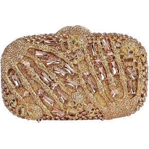 HUANG ZHUANG Cool Skull Crystal Clutch Purse Halloween Rhinestone Party Bag Luxury Skulls Evening Bags Women Handbags