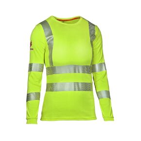 HauteWork Hi-Vis FR Women's Long Sleeve T-Shirt - Type R Class 3 (2X) Fluorescent Yellow