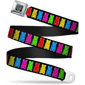 Buckle-Down Seatbelt Belt - Gummy Bears Black/Multi Color - 1.0" Wide - 20-36 Inches in Length
