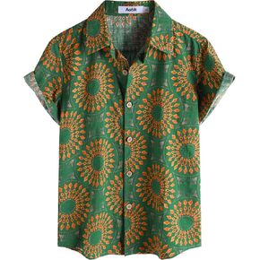 Boys Hawaiian Shirt Floral Printed Short Sleeve Button Down Shirt Beach Tropical Summer Casual Shirts for Kids