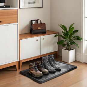 Rubber Boot Trays for Entryway, Water-Resistant Shoe Trays, Multi-Purpose Boot Mat Tray with Lip, Rubber Mat for Shoe Organizer Indoor Outdoor Use, 27.5"x16"
