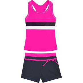 Girls Swimsuits 2 Piece Summer Boyshort Bathing Suit Rash Guard Swimwear for Kids Child Beach with Sun Protection