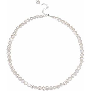 Natural Pearls Choker Necklace for Women Freshwater Baroque Pearl Strand Necklace Chain Cultured Baroque Pearl 925 Sterling Silver Clasp Choker