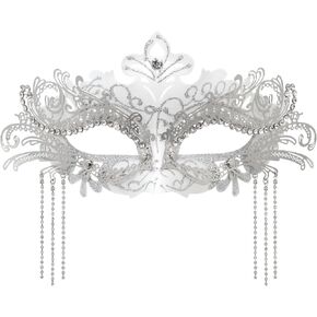 Coddsmz Women Masquerade Mask مع سلاسل Rhinestone Mask Mardi Gras Decoration لأقنعة أزياء الحفلات كرنفال