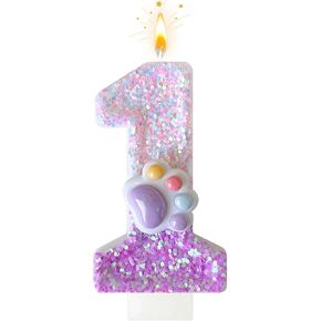 Pink Cat and Dog Paw رقم عيد ميلاد الشموع ، زينة كب كيك ، شموع موضوع الكلب ، مناسبة للاحتفالات الحزبية ، لوازم الديكور أعياد الميلاد (رقم 5)