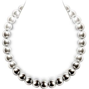 Raneecoco Hyper Luster Sterling Silver Round Necklace Pearl Necklace for Women | هدية قلادة لؤلؤة لذيذ جاهزة لحفل الزفاف
