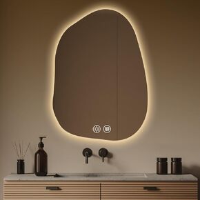 مرآة الحمام LED مع الأضواء ، 22 "× 32" مرآة الغرور الحمام LED غير منتظمة ، مرآة جدار الحمام المضادة للخدش مع 3 ألوان قابلة للضوء ، أفقي/عمودي