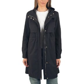 Alpine Swiss Tanya Womens Hooded Rain Jacket Long Raincoat Trench Coat Windbreaker
