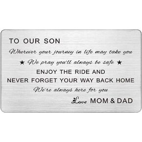 FALOGIJE Metal Wallet Card for Son, I'm Always Here for You, To My Son Gifts from Dad, Engraved Wallet Inerts for Son, Christmas Gifts, Birthday Gifts for Teen Boys