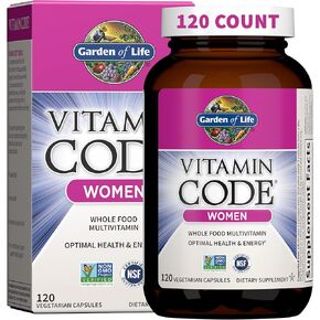 Garden of Life Multivitamin for Women, Vitamin Code Women's Multi - 120 Capsules, Whole Food Womens Multi, Vitamins, Iron, Folate not Folic Acid & Probiotics for Womens Energy, Vegetarian Supplements