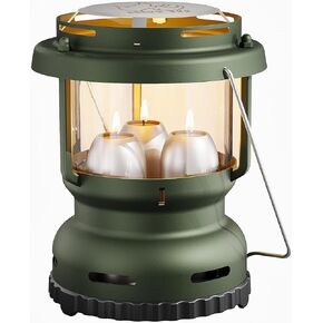 3-Wick Emergency Candle Lantern for Power Outages [18H+ Burning Time] Vintage Decorative Candle Lantern for Real Candles, Outdoor Portable Camping Survival Lighting [7.1"*5.7" - Vintage Brass]