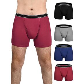Mens Incontinence Underwear Washable Cotton Reusable Leakproof Underwear 4 Pack(Medium, Black/Gray/Navy/Burgundy)