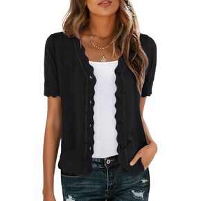 GRECERELLE Womens Summer Lightweight Short Sleeve Cropped Cardigan V-Neck Knit Sweater Shrug for Dressy in Saudi Arabia