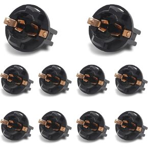 10 PCS Car T10 Light Bulb Twist Lock Socket, Instrument Indicator Light License Plate Reading Light Lamp Holder, Waterproof Shell + Sensitive Contact Modified Base, Universal for Cars (Black)