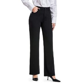 Bamans Dress Pants Women Work Wide Leg Pants Business High Waisted Black Trousers Casual Office Ladies Slacks