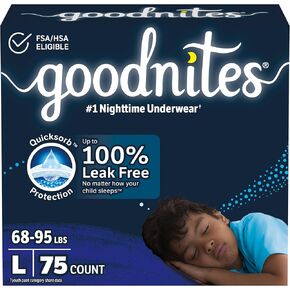 Goodnites Boys' Nighttime Underwear, Size XXL (120-165+ lbs), 54 Ct, Packaging May Vary