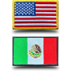 Antrix 2 Pieces Tactical American Flag Patch and Mexico Flag Patch Hook and Loop Embroidery Patches for Team Clothes Jackets Jeans Backpack Hat Vest Military-3.15x2 inch