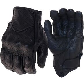 Leather Motorcycle Gloves Goatskin Touch Screen Full Finger, Full Finger Touchscreen Windproof for BMX ATV MTB Riding, Road Racing, Cycling, Climbing, Motocross