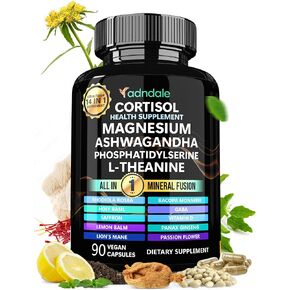مكملات الكورتيزول للنساء. ملحق الكورتيزول 14 في 1 مع Ashwagandha ، المغنيسيوم جليكاينات ، L-theanine والمزيد. دعم إدارة الإجهاد والقدرة على التحمل. 90 كبسولات.