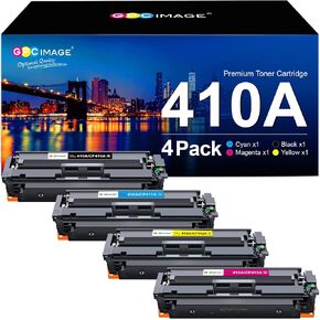 جي بي سي ايميج خرطوشة حبر بديلة متوافقة مع طابعة اتش بي 410A CF410A CF411A CF412A CF413A للاستخدام مع طابعة كولور ليزر جيت برو MFP M477fdw M477fdn M477fnw Pro M452dn M452nw M452dw (عبوة من 4 قطع)