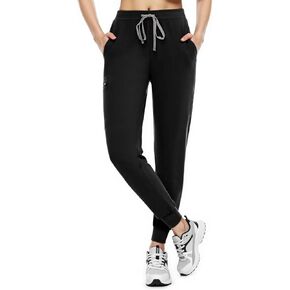 Women's Medical Scrub Pants, Soft Stretch Yoga Jogger with Elastic Drawstring Waistband, Mid-Rise Slim Fit Cargo Pants