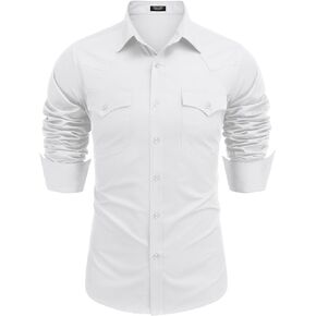 COOFANDY Men's Western Cowboy Shirts Long Sleeve Cotton Casual Button Down Work Shirt with Pockets in Saudi Arabia