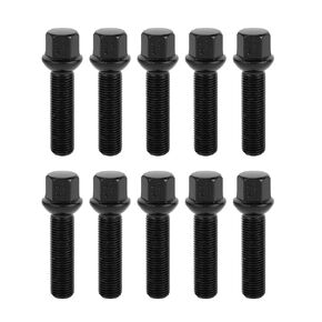 M14x1.5mm Ball Seat Wheel Lug Bolt for Volkswagen 19mm Hex 50mm Shank Length Sturdy | Extended Bolts Black 10 Pcs