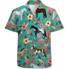 Mens Funny Hawaiian Shirts 3D Graphic Button Down Short Sleeve Tropical Holiday Beach Aloha Shirt