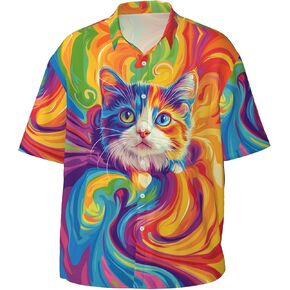 Shirts for Men, Button Up Shirts Short Sleeves, Casual Graphic Shirt, Stylish Summer Beach Shirt