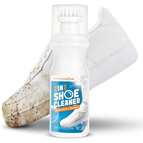 All-In-1 Shoe Cleaning Kit, Brighten & Clean with Soft Bristle Shoe Brush & Cleaning Spray, Best Shoe Cleaner for White Sneakers, Rubber Soles & Tennis Shoes, Essential Shoe Eraser Sneaker Cleaner