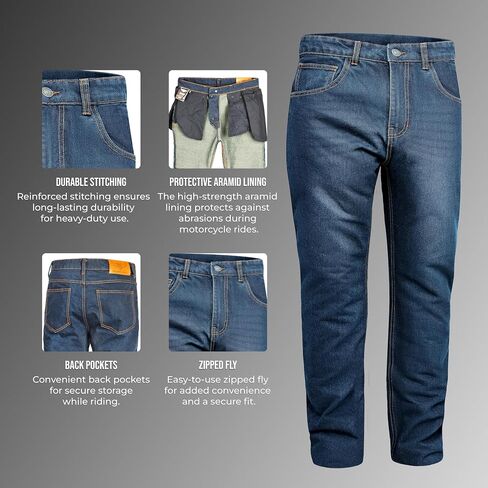 GREAT BIKERS GEAR - Men Engineered Protective Jeans Aramid Lining Motorcycle Biker Trousers Reinforced Protection Lining Knee in Saudi Arabia