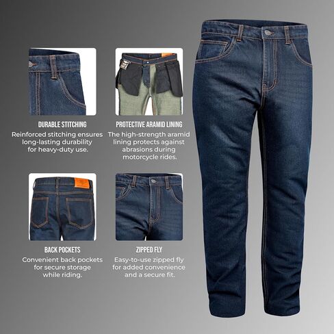 GREAT BIKERS GEAR - Men Engineered Protective Jeans Aramid Lining Motorcycle Biker Trousers Reinforced Protection Lining Knee in Saudi Arabia