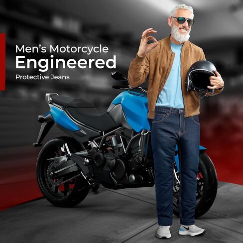 GREAT BIKERS GEAR - Men Engineered Protective Jeans Aramid Lining Motorcycle Biker Trousers Reinforced Protection Lining Knee in Saudi Arabia