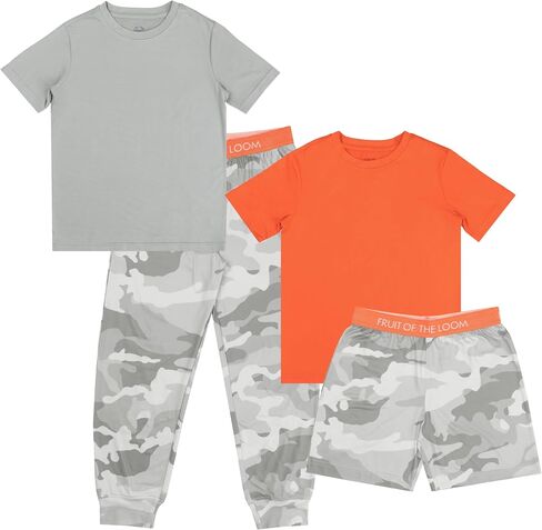 Fruit of the Loom Boys' Getaway Loose Fit 4-Piece Pajama Set in Saudi Arabia