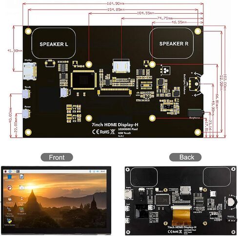 ELECROW 5 Inch Monitor for Raspberry Pi Touchscreen Monitor with Speaker LCD Display for Raspberry Pi 4 Screen HDMI-Compatible & USB Powered Travel Monitor for Laptops Black in Saudi Arabia