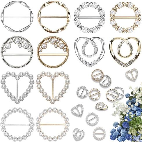 Women Clothing Scarf Ring - Shirt Clips Rhinestone Scarf Buckle 6PCS/12PCS Pearl Shawl Pins for Dress Sweater Scarves T-Shirt Waist Cinch Tie Brooch Clothes Accessories in Saudi Arabia