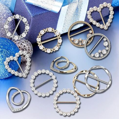 Women Clothing Scarf Ring - Shirt Clips Rhinestone Scarf Buckle 6PCS/12PCS Pearl Shawl Pins for Dress Sweater Scarves T-Shirt Waist Cinch Tie Brooch Clothes Accessories in Saudi Arabia