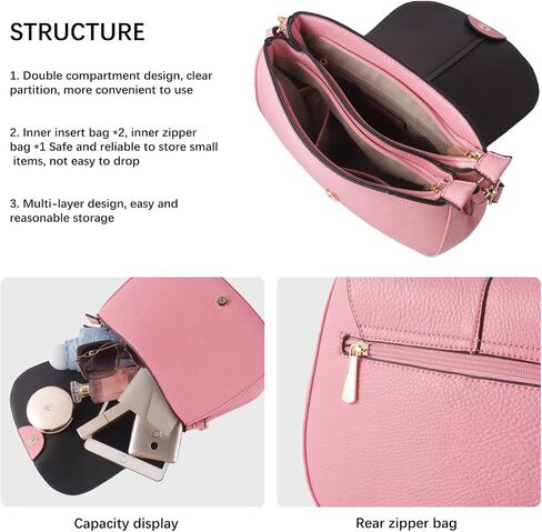 Vegan Leather Hobo Purses, Crossbody Bags for Women, Shoulder Handbags with Wide Strap in Saudi Arabia