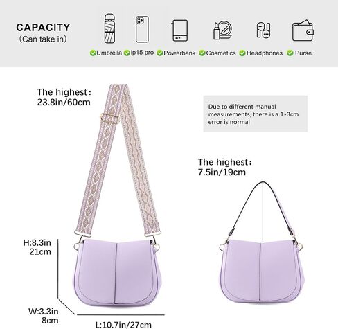 Vegan Leather Hobo Purses, Crossbody Bags for Women, Shoulder Handbags with Wide Strap in Saudi Arabia