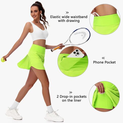 Women's Pleated Tennis Skirt - Golf Skorts for Woman High Waisted Lightweight Athletic Pickleball Skorts with Pockets in Saudi Arabia