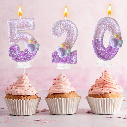 Pink Cat and Dog Paw Birthday Number Candles, Cupcake Decorations, Dog Theme Candles, Suitable for Party Celebrations, Birthday Decoration Supplies (Number 5) in Saudi Arabia