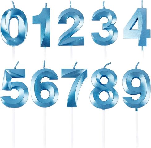 BEAN LIEVE Blue Birthday Candles - Number Cake Candles, Happy Birthday Numeric Candles Number 0 1 2 3 4 5 6 7 8 9 Used for Cake Decoration on Birthday Parties and Wedding Anniversary Celebration in Saudi Arabia