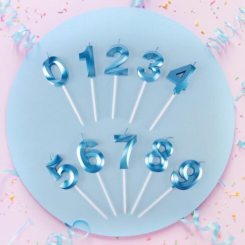 BEAN LIEVE Blue Birthday Candles - Number Cake Candles, Happy Birthday Numeric Candles Number 0 1 2 3 4 5 6 7 8 9 Used for Cake Decoration on Birthday Parties and Wedding Anniversary Celebration in Saudi Arabia