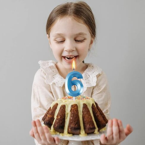 BEAN LIEVE Blue Birthday Candles - Number Cake Candles, Happy Birthday Numeric Candles Number 0 1 2 3 4 5 6 7 8 9 Used for Cake Decoration on Birthday Parties and Wedding Anniversary Celebration in Saudi Arabia